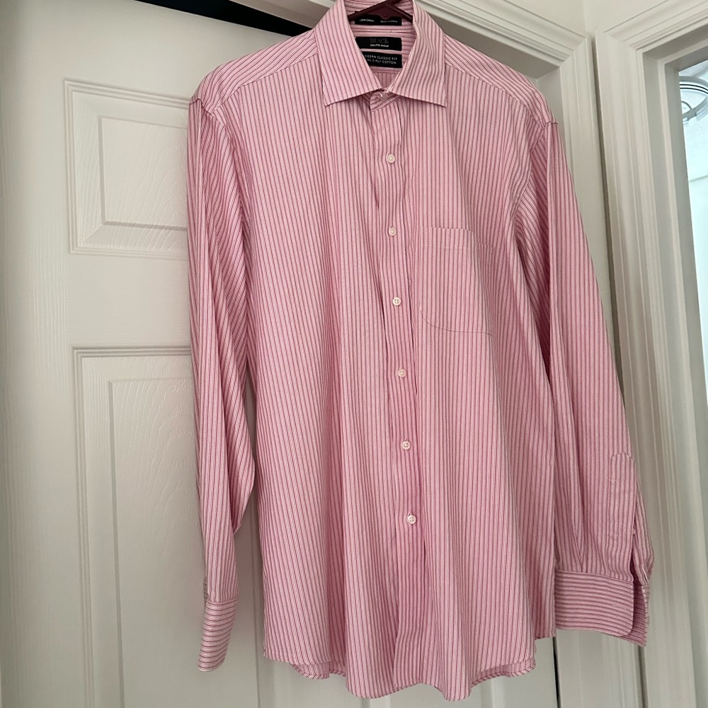 Saks Fifth Avenue Red Pinstripe Dress Shirt